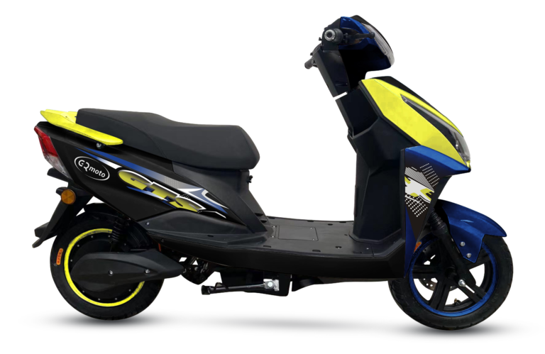 Yellow&Blue GTS scooter side view by GQmoto