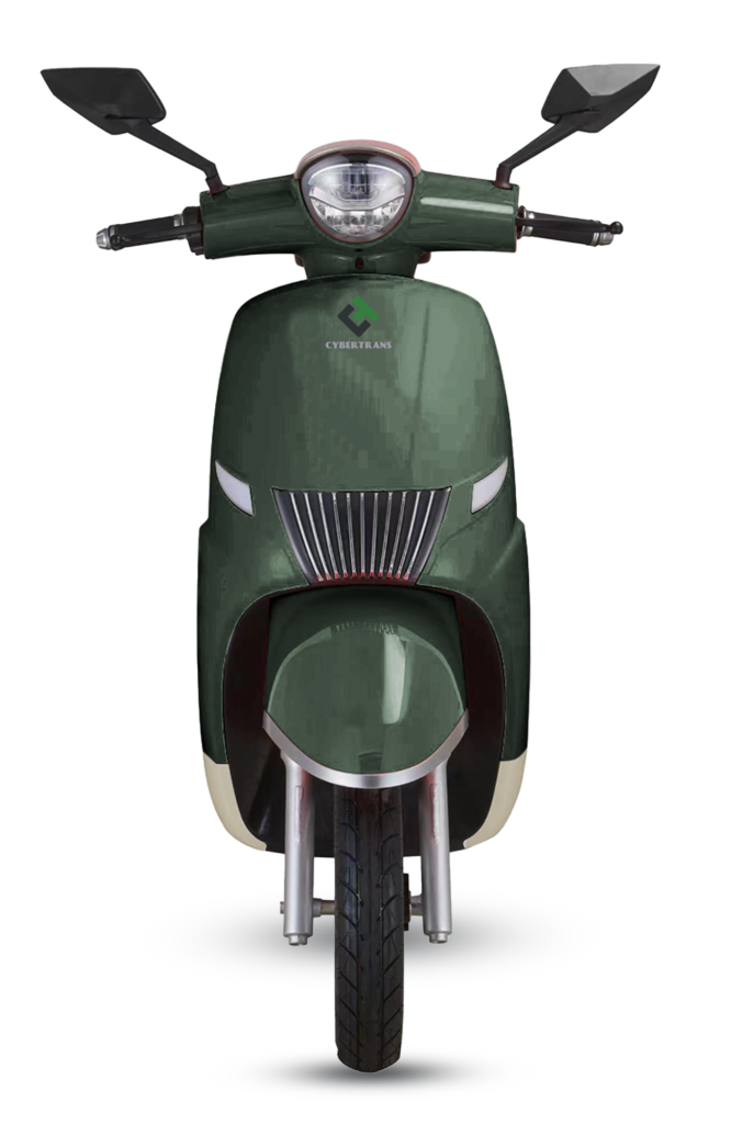 Green CHERRY scooter front view by GQmoto