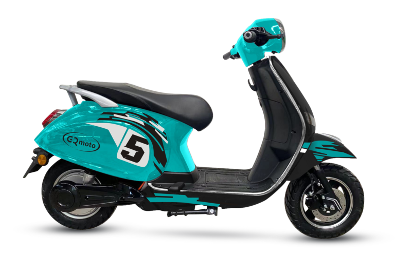 Light blue VINO scooter side view by GQmoto